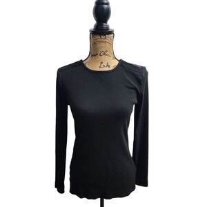 Lauren Ralph Lauren Long Sleeve Top Lace Shoulder Detail‎ Black Size M